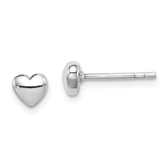 QE8627 Sterling Silver Rhodium-plated Polished Heart Post Earrings