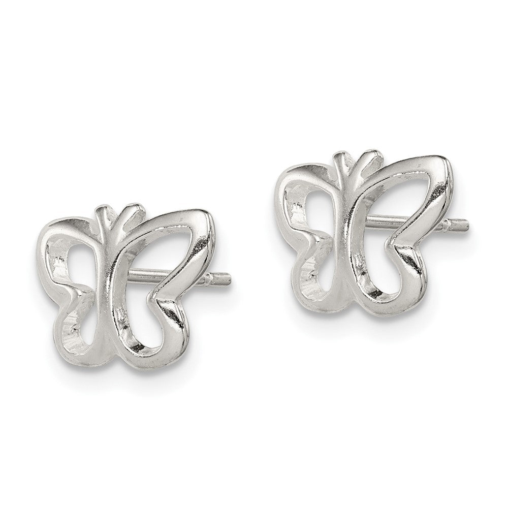 QE8635 Sterling Silver Polished Butterfly Children's Post Earrings