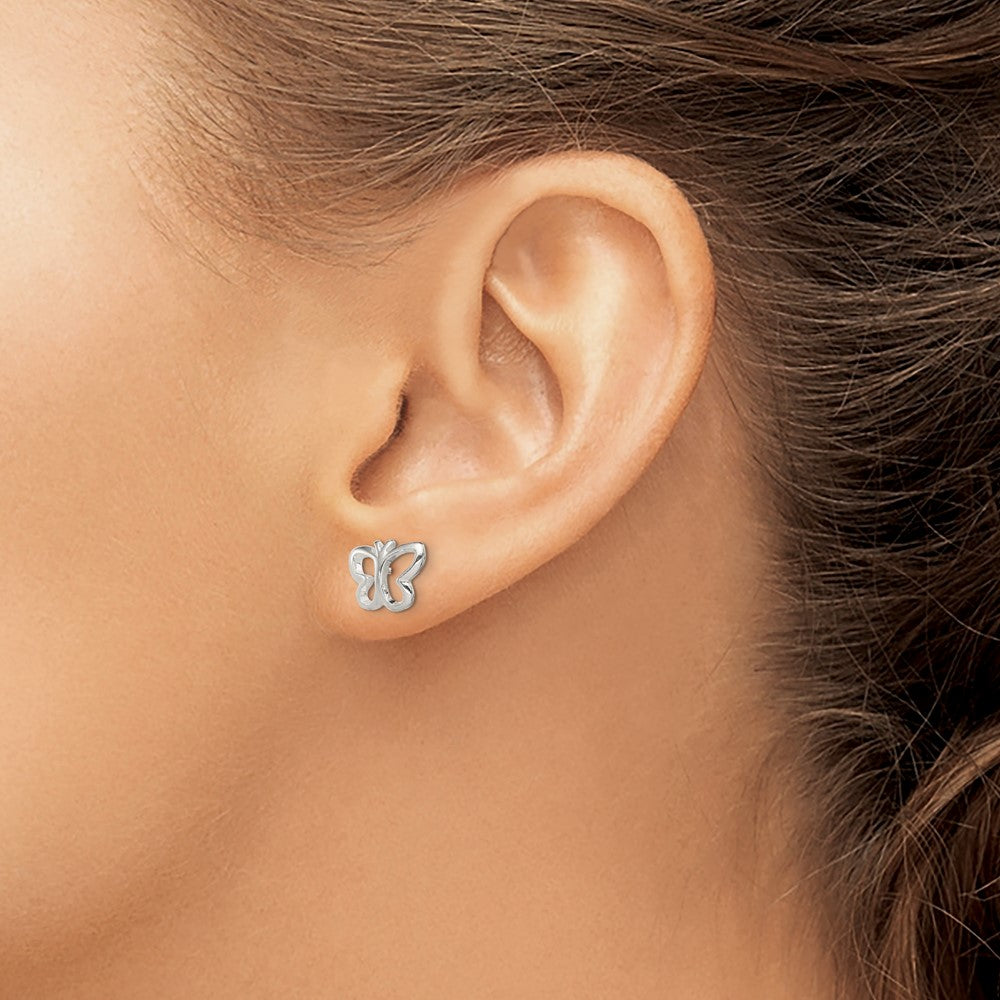 QE8635 Sterling Silver Polished Butterfly Children's Post Earrings