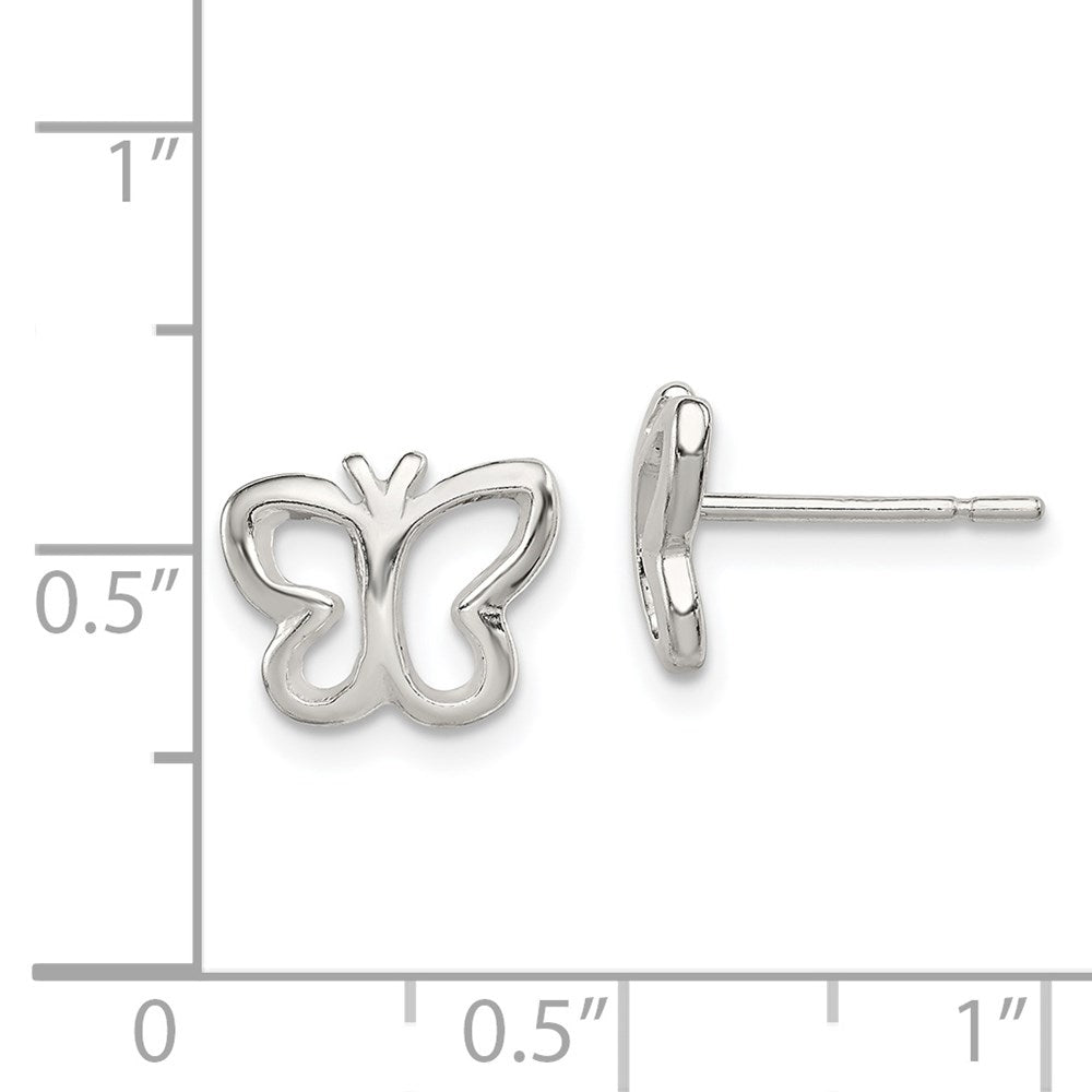 QE8635 Sterling Silver Polished Butterfly Children's Post Earrings