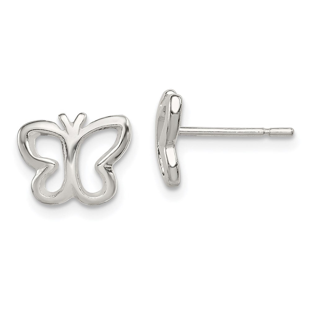 QE8635 Sterling Silver Polished Butterfly Children's Post Earrings