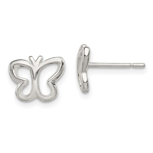 QE8635 Sterling Silver Polished Butterfly Children's Post Earrings