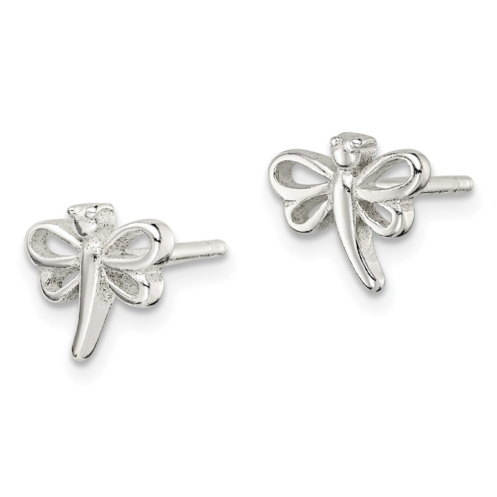 QE8638 Sterling Silver Polished Dragonfly Children's Post Earrings