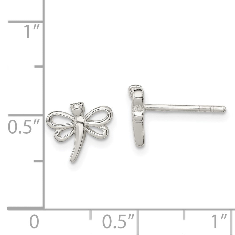 QE8638 Sterling Silver Polished Dragonfly Children's Post Earrings