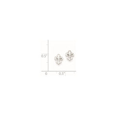 QE8682 Sterling Silver Rhodium-plated Polished Fleur de Lis Post Earrings