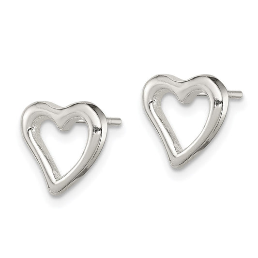 QE8698 Sterling Silver Heart Post Earrings