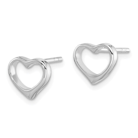 QE8727 Sterling Silver Rhodium Plated Open Heart Post Earrings