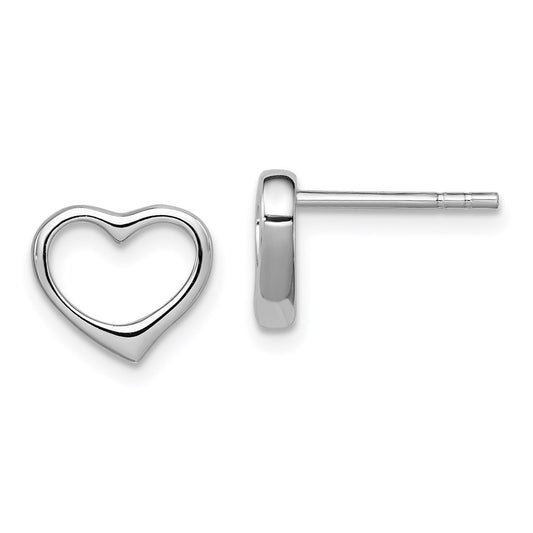 QE8727 Sterling Silver Rhodium Plated Open Heart Post Earrings