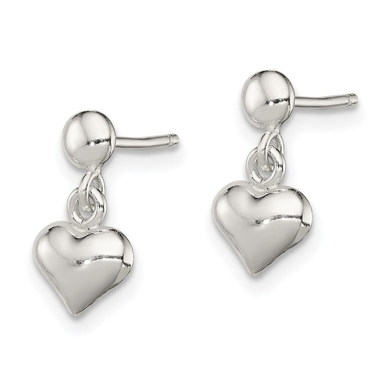 QE8728 Sterling Silver Dangle Heart Post Earrings