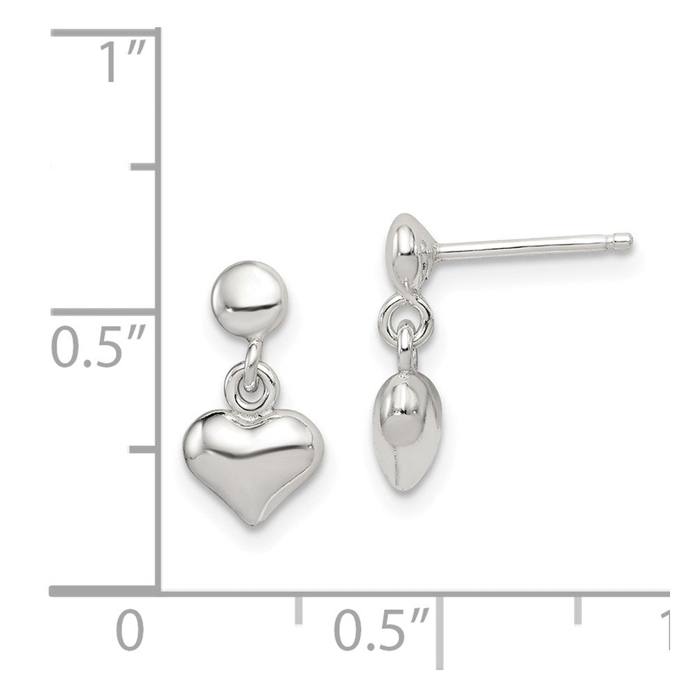 QE8728 Sterling Silver Dangle Heart Post Earrings