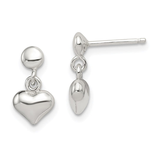 QE8728 Sterling Silver Dangle Heart Post Earrings