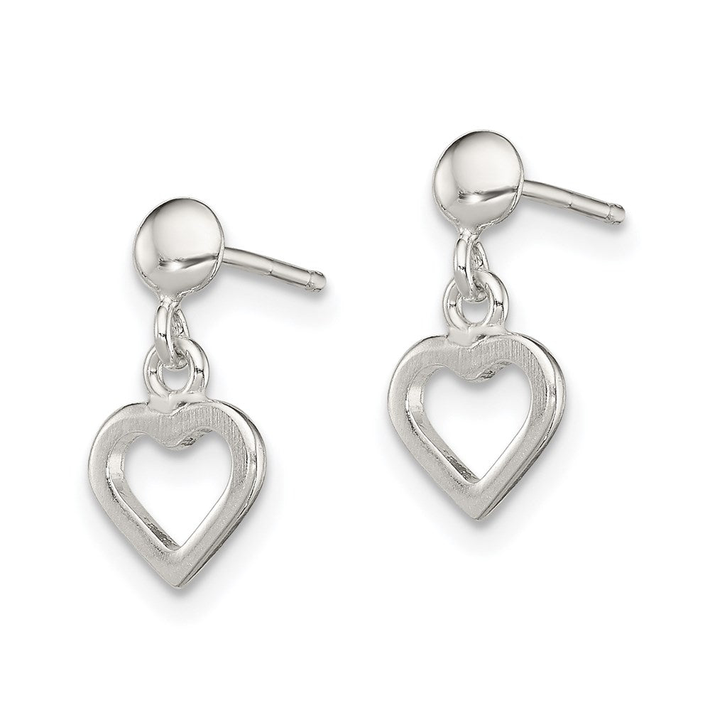 QE8730 Sterling Silver Dangle Heart Post Earrings