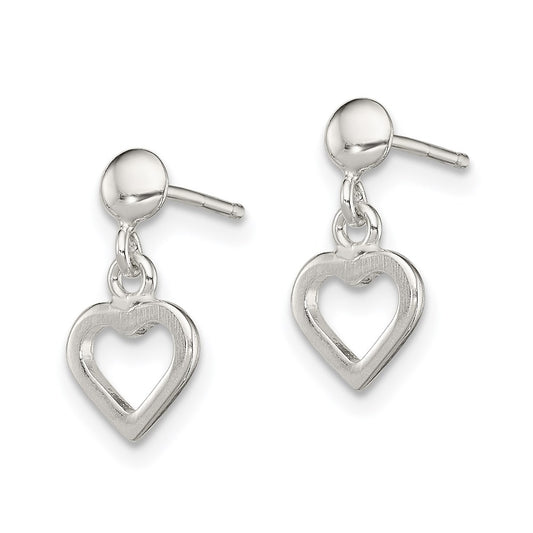QE8730 Sterling Silver Dangle Heart Post Earrings