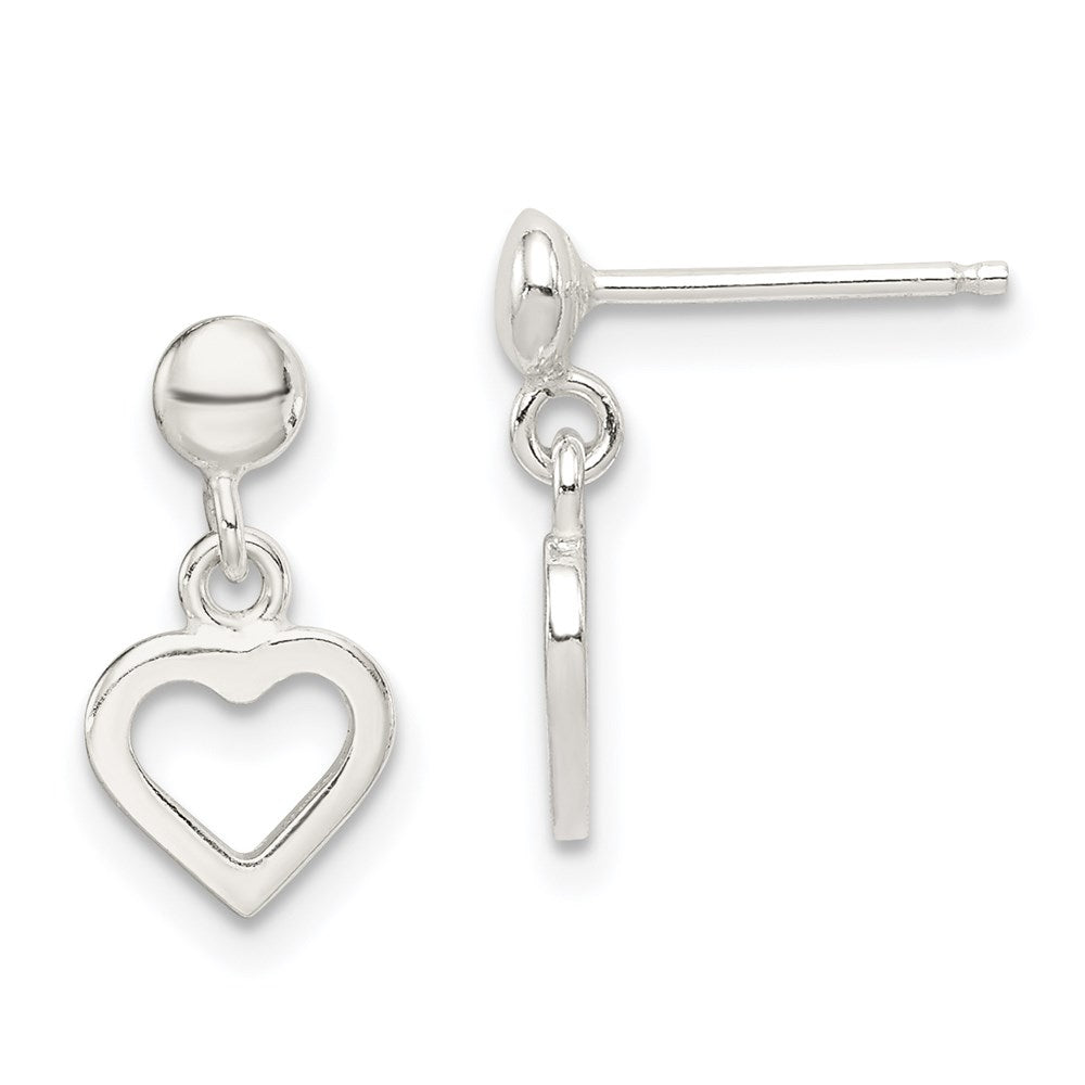 QE8730 Sterling Silver Dangle Heart Post Earrings