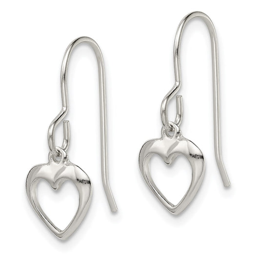 QE8739 Sterling Silver Heart Dangle Shepherd Hook Earrings