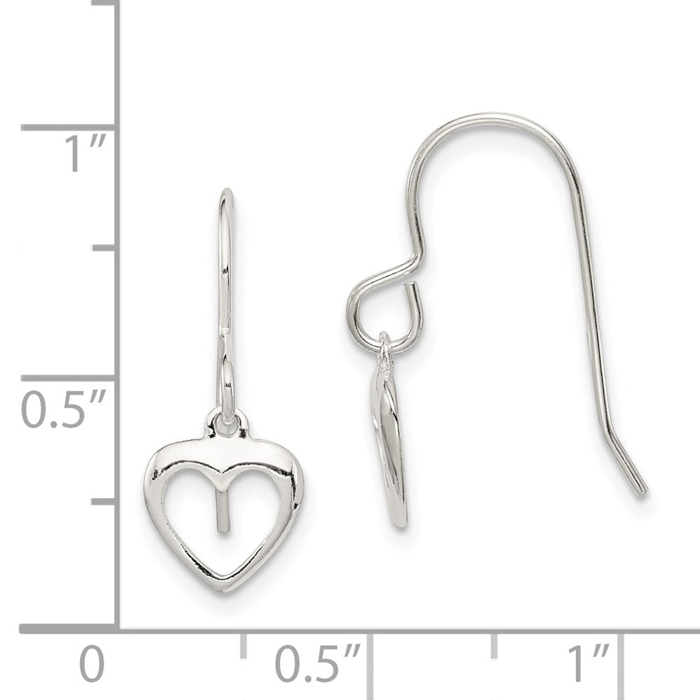 QE8739 Sterling Silver Heart Dangle Shepherd Hook Earrings