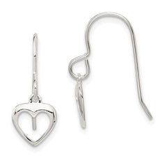 QE8739 Sterling Silver Heart Dangle Shepherd Hook Earrings