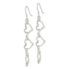 QE8751 Sterling Silver Heart Dangle Shepherd Hook Earrings