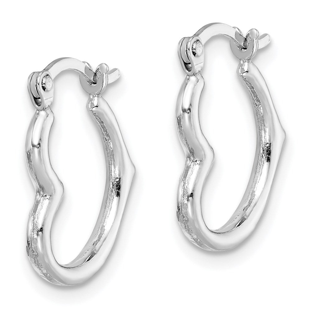 QE8757 Sterling Silver Rhodium Plated Hollow Heart Hoop Earrings