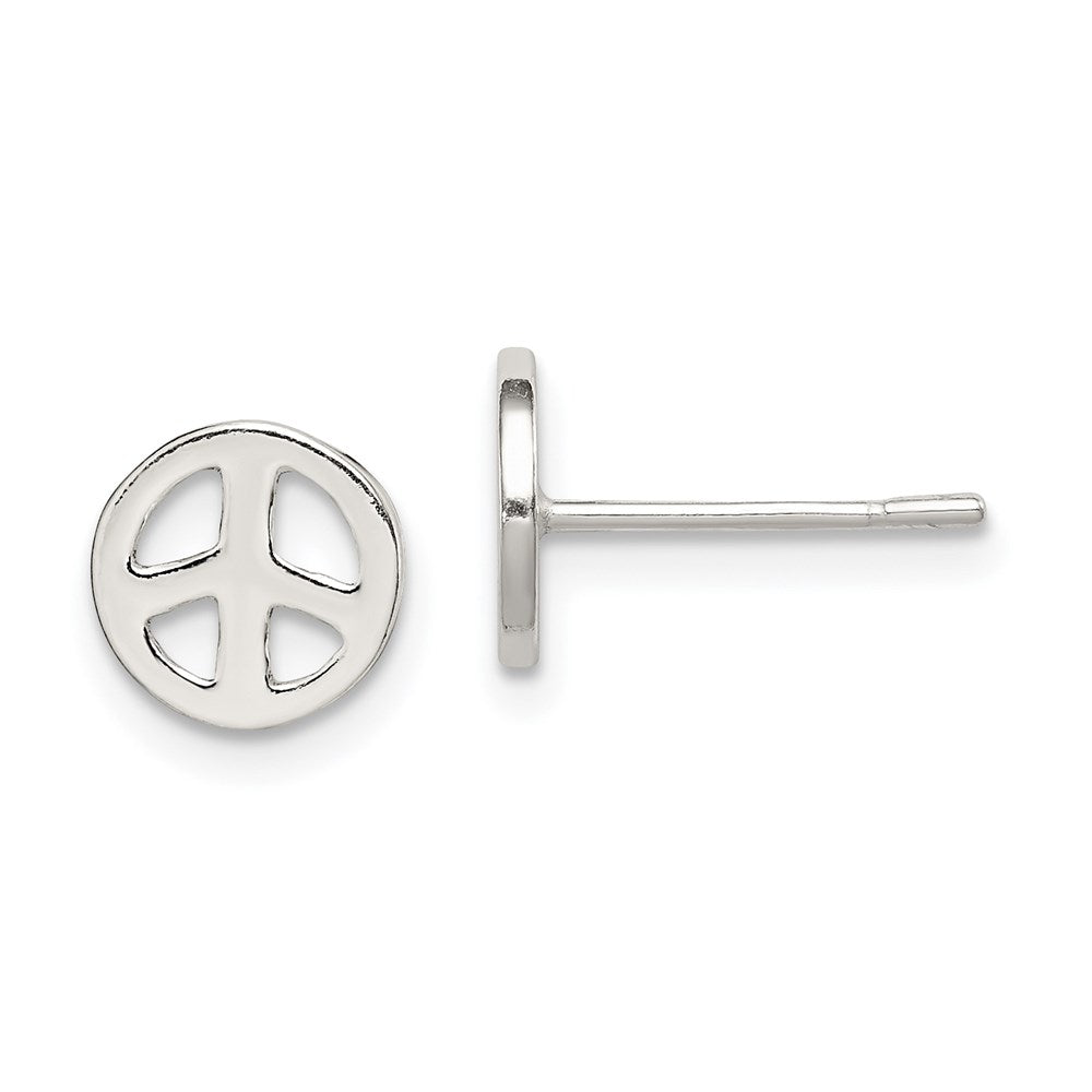 QE8785 Sterling Silver Peace Sign Post Earrings
