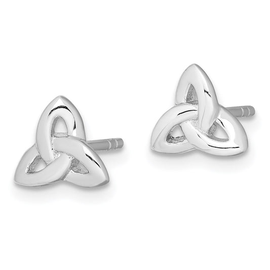 QE8787 Sterling Silver Rhodium-plated Trinity Symbol Post Earrings