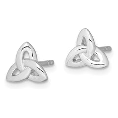 QE8787 Sterling Silver Rhodium-plated Trinity Symbol Post Earrings