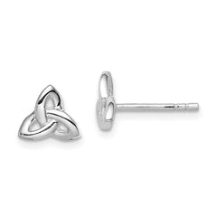 QE8787 Sterling Silver Rhodium-plated Trinity Symbol Post Earrings