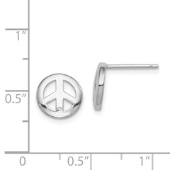 QE8788 Sterling Silver Rhodium-plated Polished Peace Sign Post Earrings