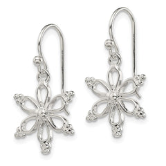 QE8810 Sterling Silver Snowflake Shepherd Hook Dangle Earrings