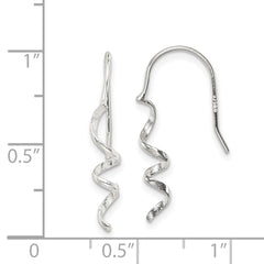 QE8821 Sterling Silver Polished & Textured Spiral Dangle Earrings
