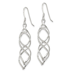 QE8824 Sterling Silver Polished & Twisted Intertwined Dangle Earrings