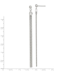 QE8831 Sterling Silver Polished Fancy Long Linear Post Dangle Earrings