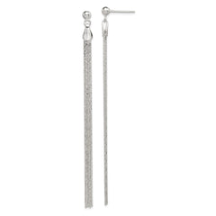 QE8831 Sterling Silver Polished Fancy Long Linear Post Dangle Earrings