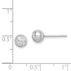 QE8837 Sterling Silver Rhod-plated Diamond Cut 6mm Ball Post Earrings