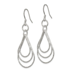 QE8890 Sterling Silver Textured Teardrops Dangle Earrings