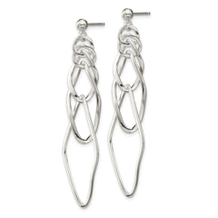 QE8897 Sterling Silver Polished Geometric Post Dangle Earrings