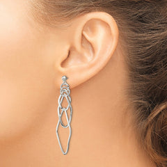 QE8897 Sterling Silver Polished Geometric Post Dangle Earrings