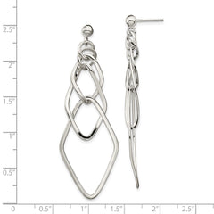 QE8897 Sterling Silver Polished Geometric Post Dangle Earrings