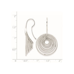 QE8900 Sterling Silver Rhodium-plated D/C Concentric Circles Dangle Earrings
