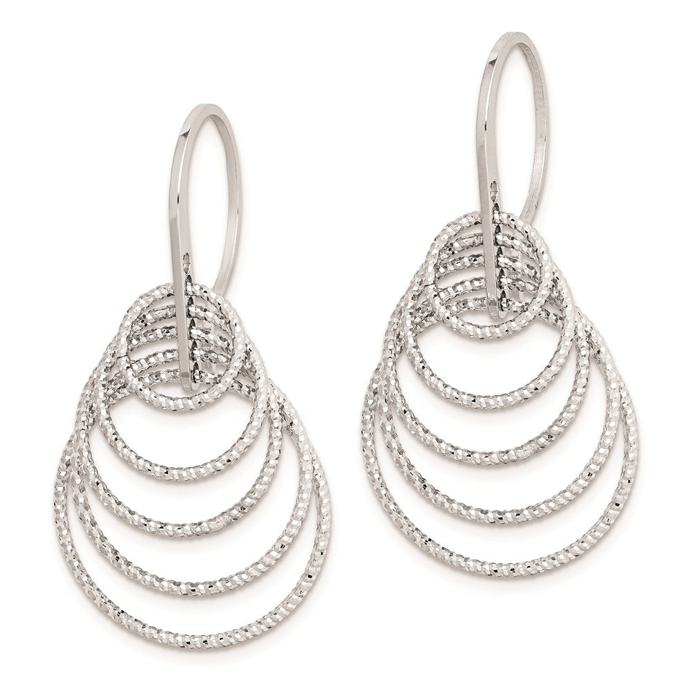 QE8901 Sterling Silver Rhodium-plated D/C Graduated Circles Dangle Earrings