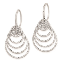 QE8901 Sterling Silver Rhodium-plated D/C Graduated Circles Dangle Earrings