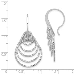 QE8901 Sterling Silver Rhodium-plated D/C Graduated Circles Dangle Earrings