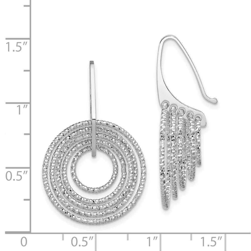QE8902 Sterling Silver Rhodium-plated D/C Circles Dangle Earrings