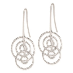 QE8904 Sterling Silver Rhodium Plated D/C Circles Dangle Earrings