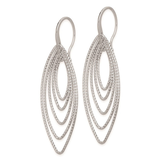 QE8909 Sterling Silver Rhodium-plated D/C Multi Marquise Shape Dangle Earrings