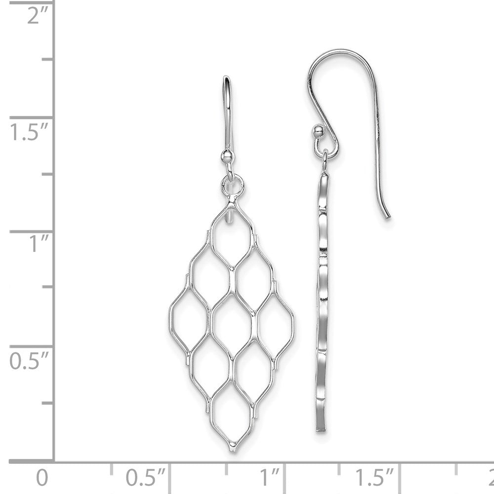 QE8911 Sterling Silver Rhodium-plated Polished Honeycomb Dangle Earrings