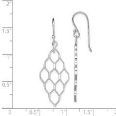 QE8911 Sterling Silver Rhodium-plated Polished Honeycomb Dangle Earrings