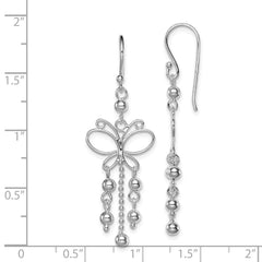 QE8912 Sterling Silver Rhodium-plated Beaded Butterfly Dangle Earrings
