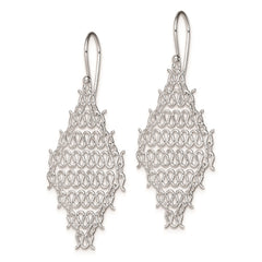 QE8913 Sterling Silver Rhodium-plated Polished Chain Link Dangle Earrings