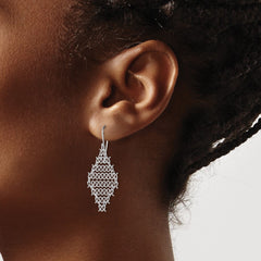 QE8913 Sterling Silver Rhodium-plated Polished Chain Link Dangle Earrings